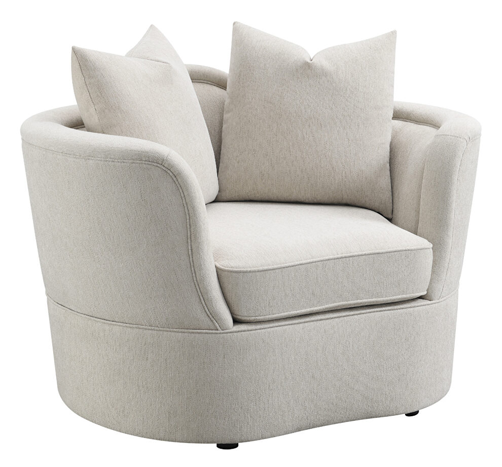 Beige chenille upholstery kidney-shaped base chair by Coaster