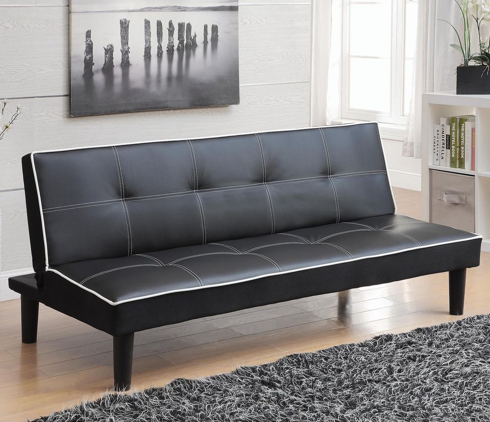 Black leatherette sofa bed by Coaster