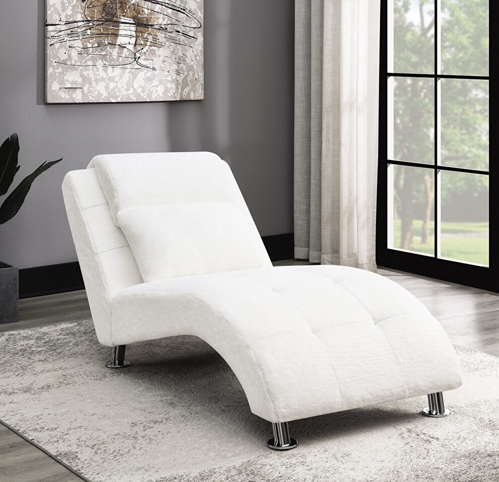 White faux fur chaise by Coaster