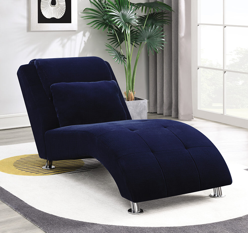 Ink faux fur blue chaise lounge by Coaster