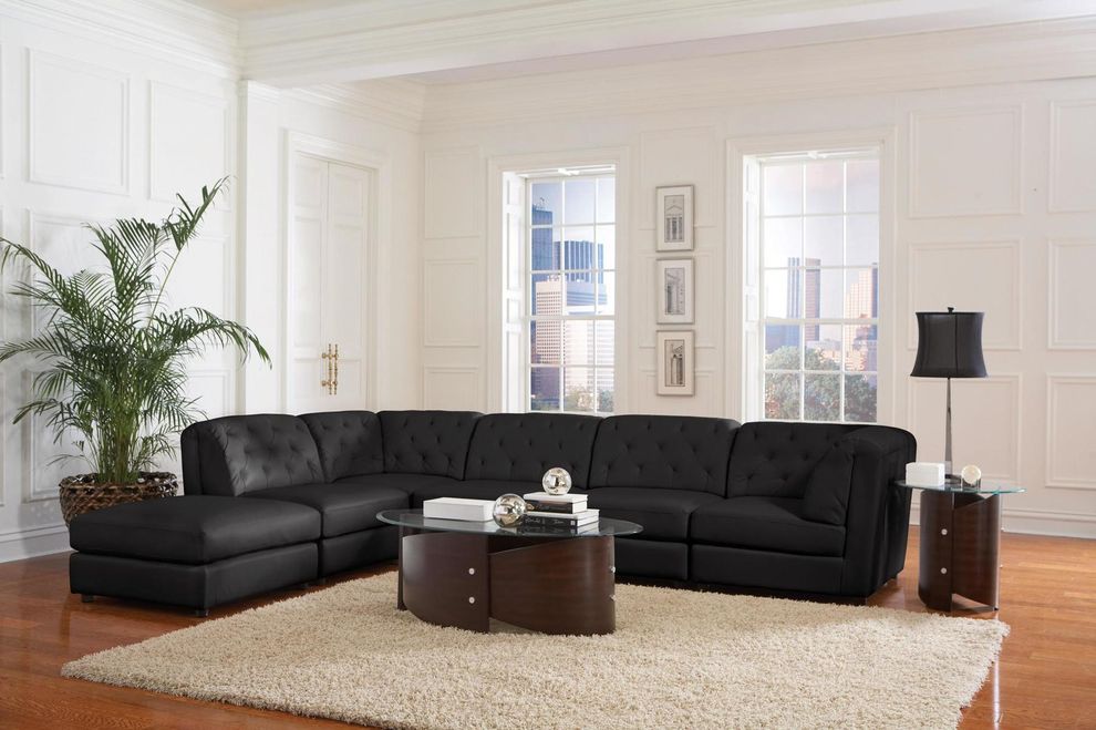 Black bonded leather modular sectional couch by Coaster