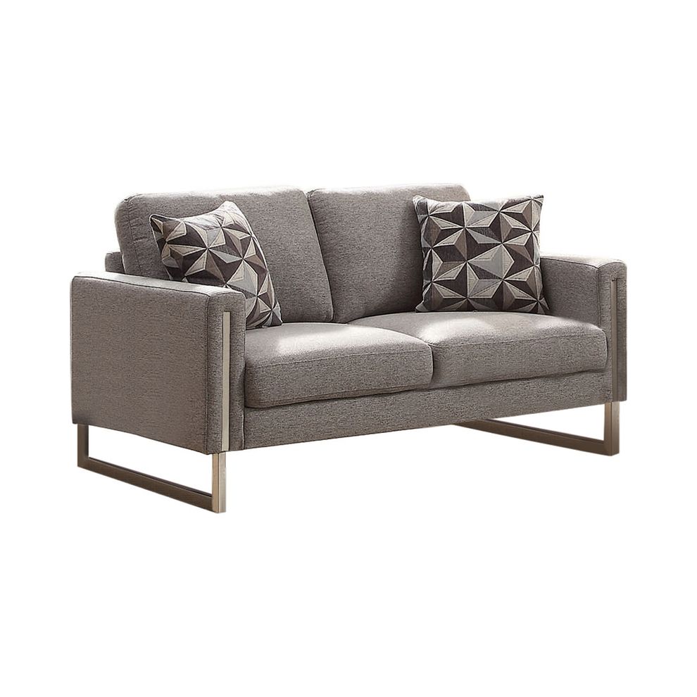 Gray flat weave fabric contemporary loveseat by Coaster