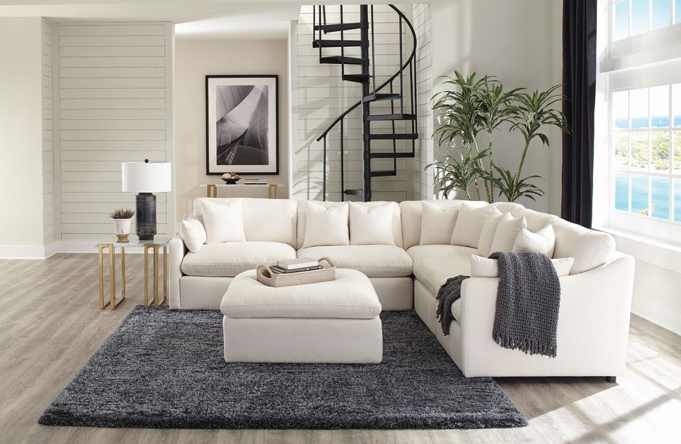 Light cream fabric modular sectional sofa by Coaster