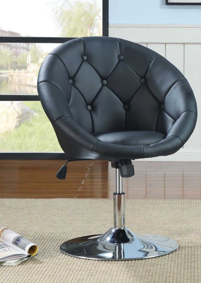 Modern bar stool in black leather-like vinyl by Coaster