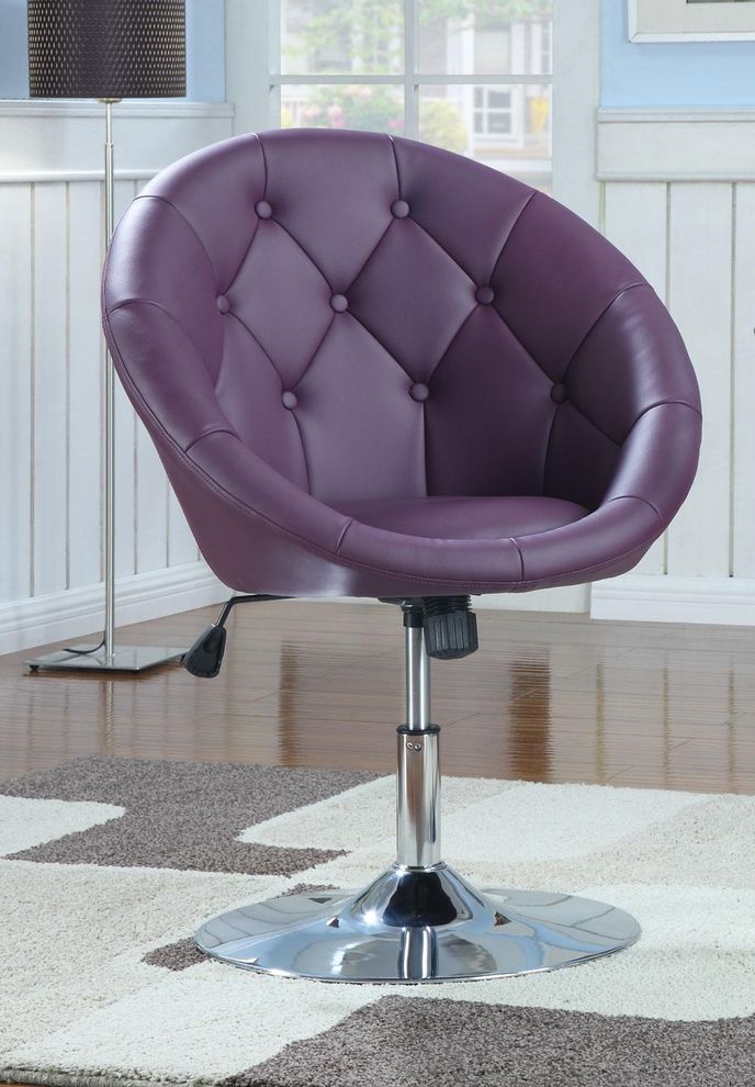 Modern bar stool in purple leather-like vinyl by Coaster