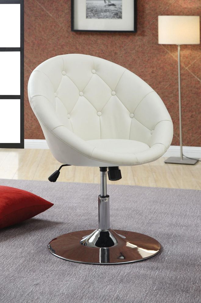 Modern bar stool in white leather-like vinyl by Coaster