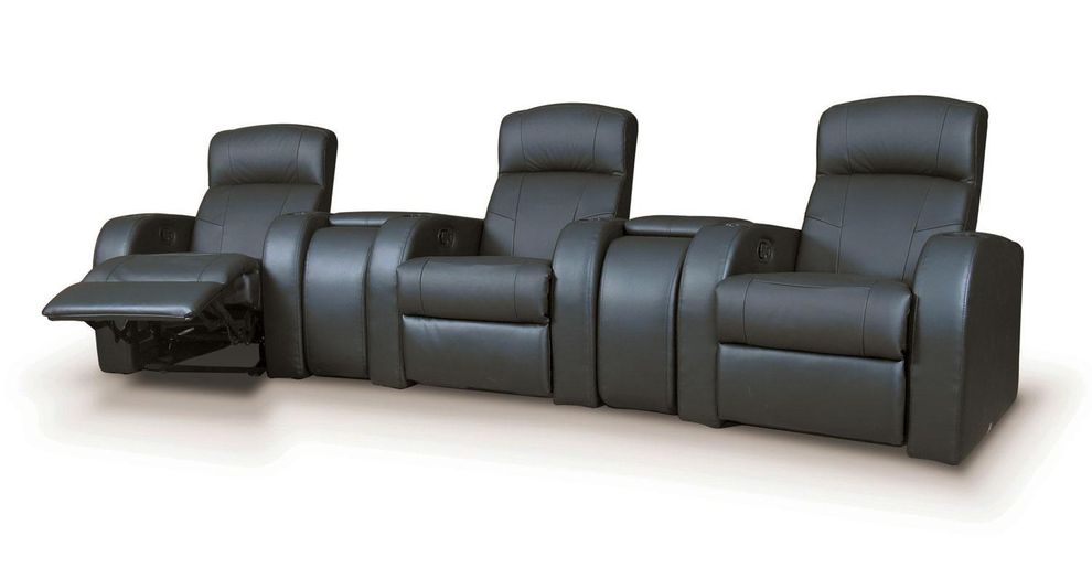 Black leather contemporary 3 seater recliner by Coaster
