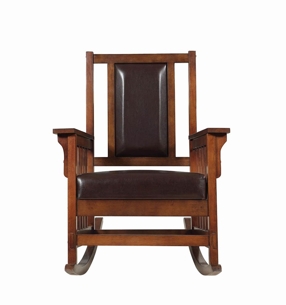 Rocker chair in lush tobacco finish by Coaster