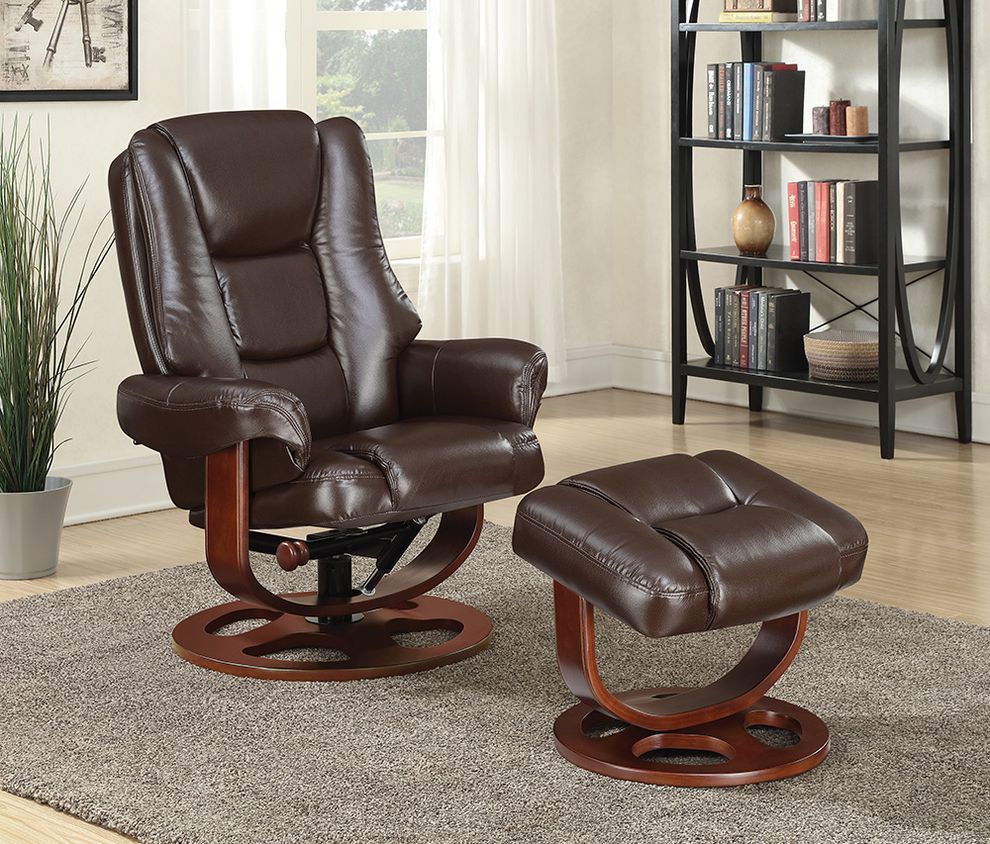 Transitional brown chair with ottoman by Coaster