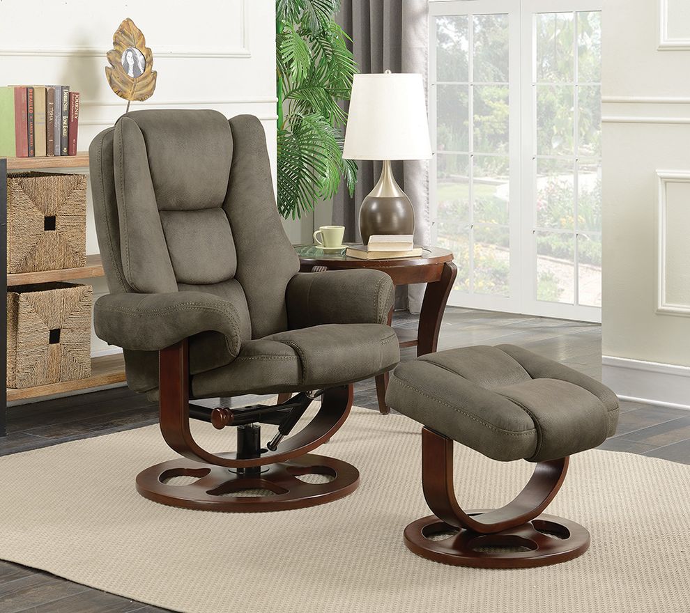 Cybele casual grey chair with ottoman by Coaster