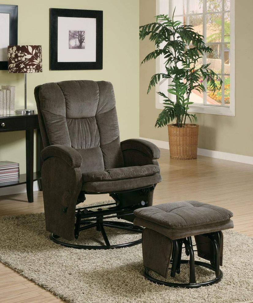 Glider chocolate chair + ottoman by Coaster