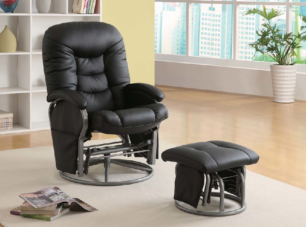 Glider black chair + ottoman by Coaster