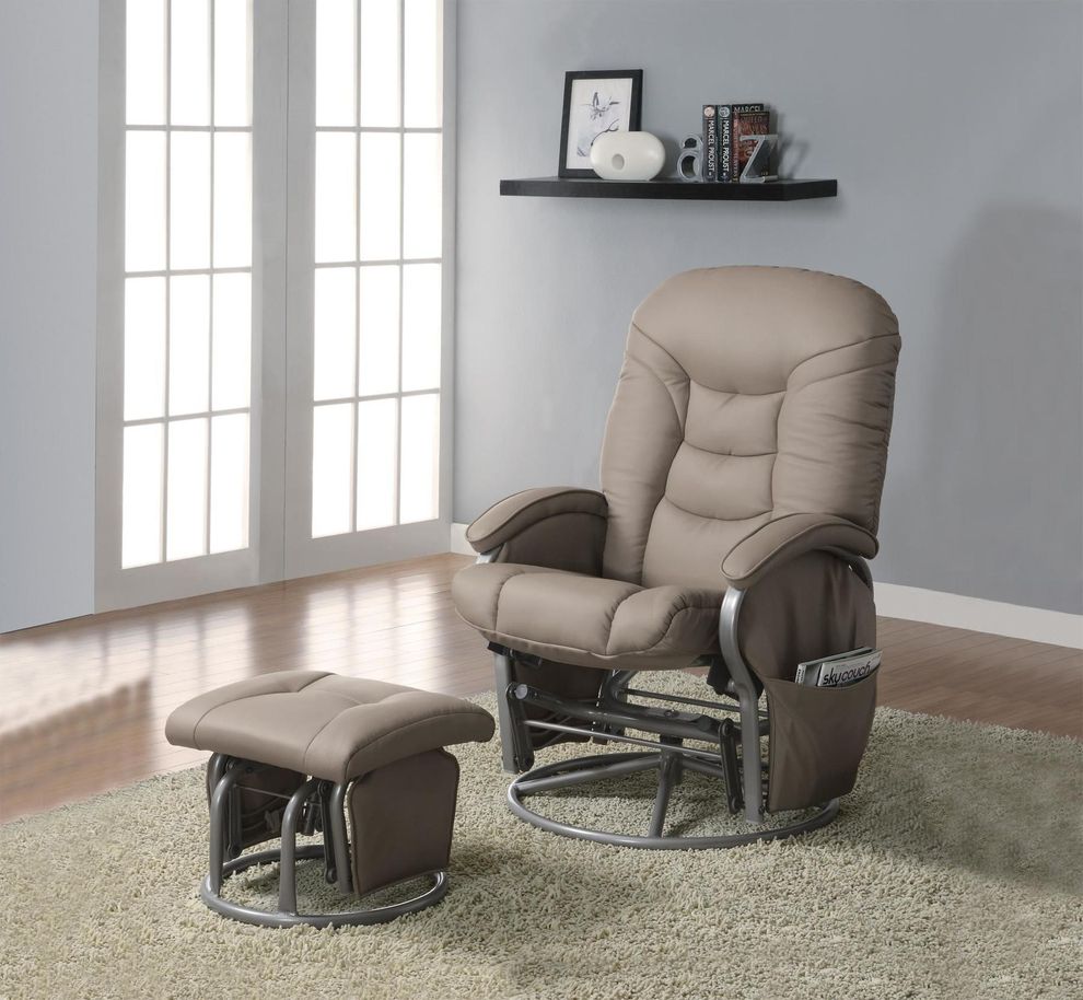 Glider beige chair + ottoman by Coaster