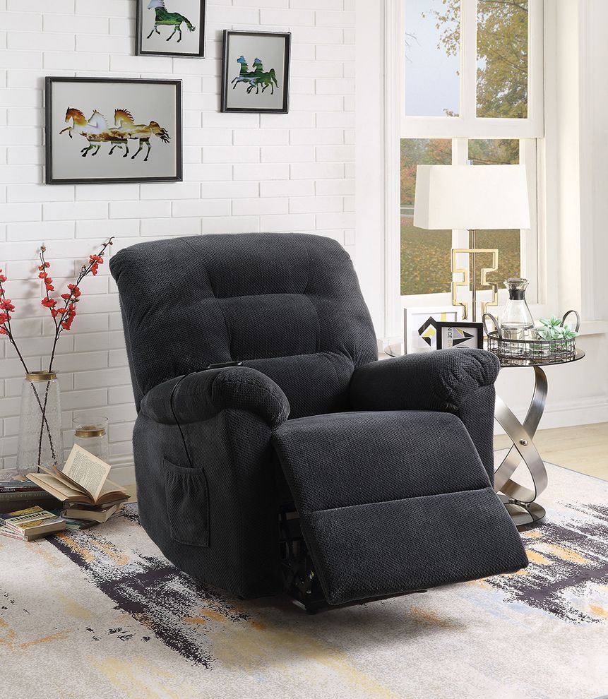 Charcoal power lift recliner by Coaster