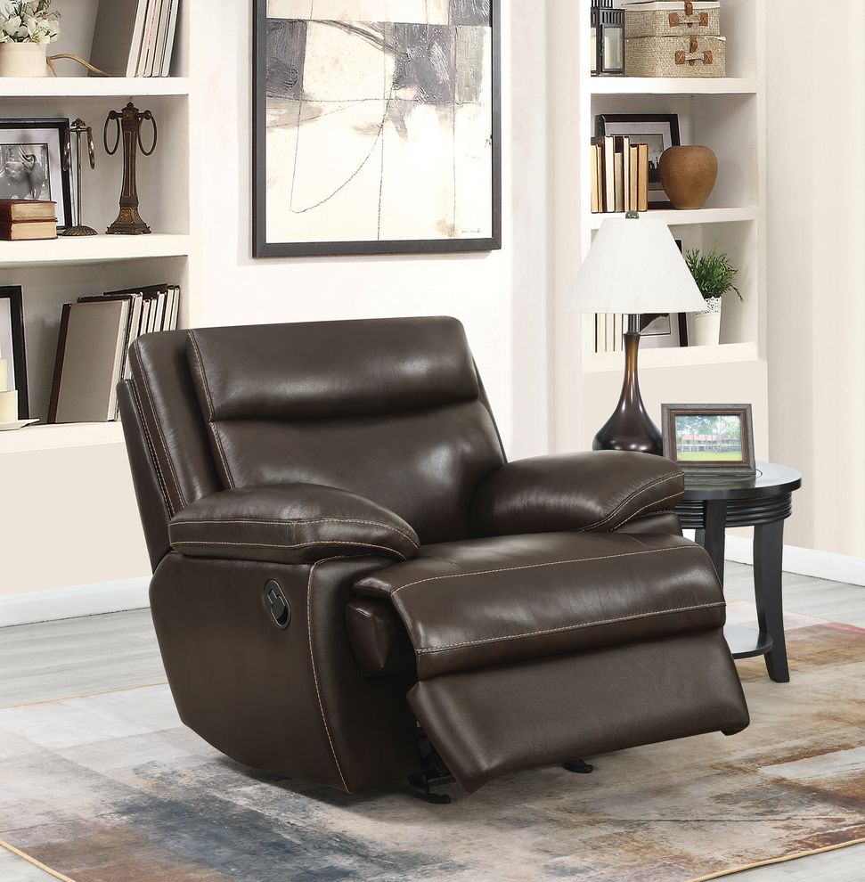Double back cushion design cocoa bean recliner sofa by Coaster