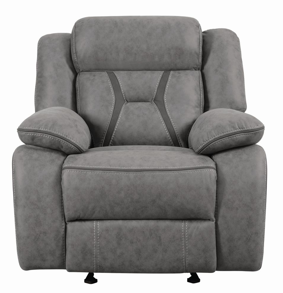 Casual gray stone suede fabric motion chair by Coaster