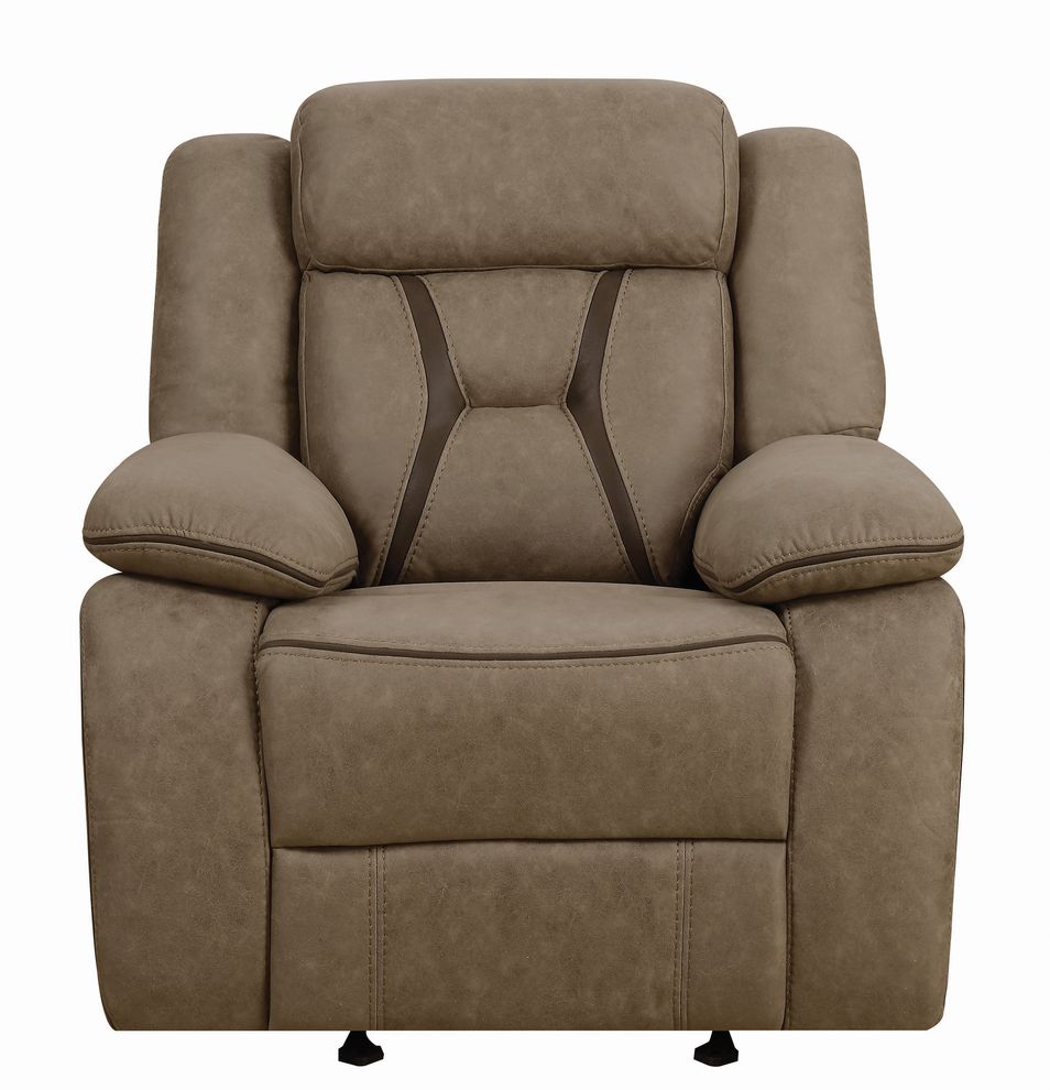 Casual tan glider recliner by Coaster
