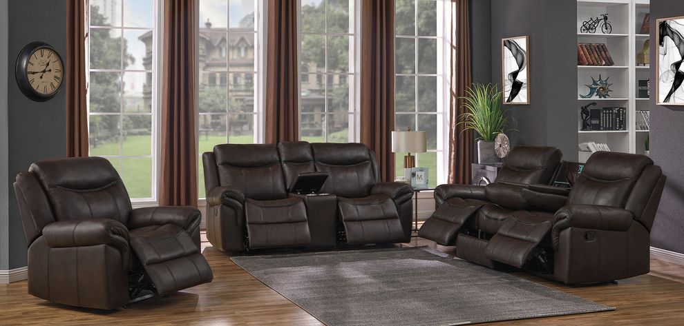 Transitional brown motion sofa by Coaster