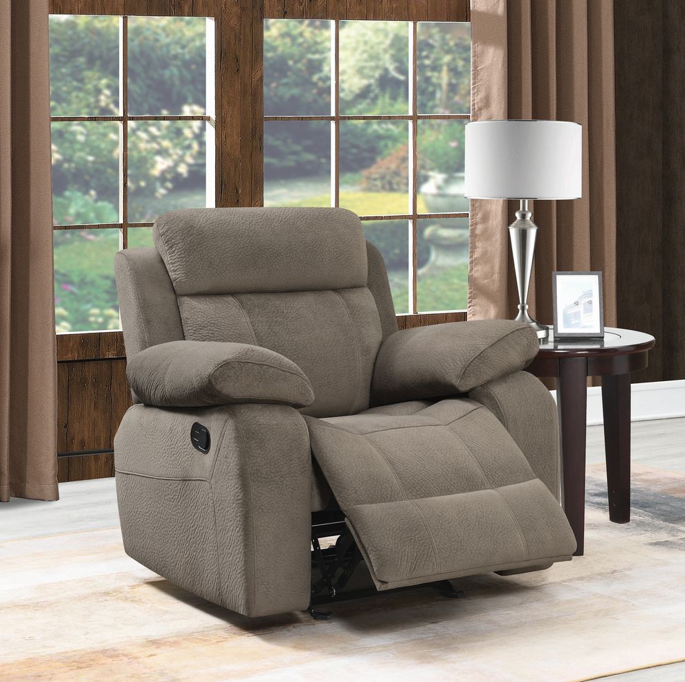 Reclining chair in sand brown microfiber by Coaster