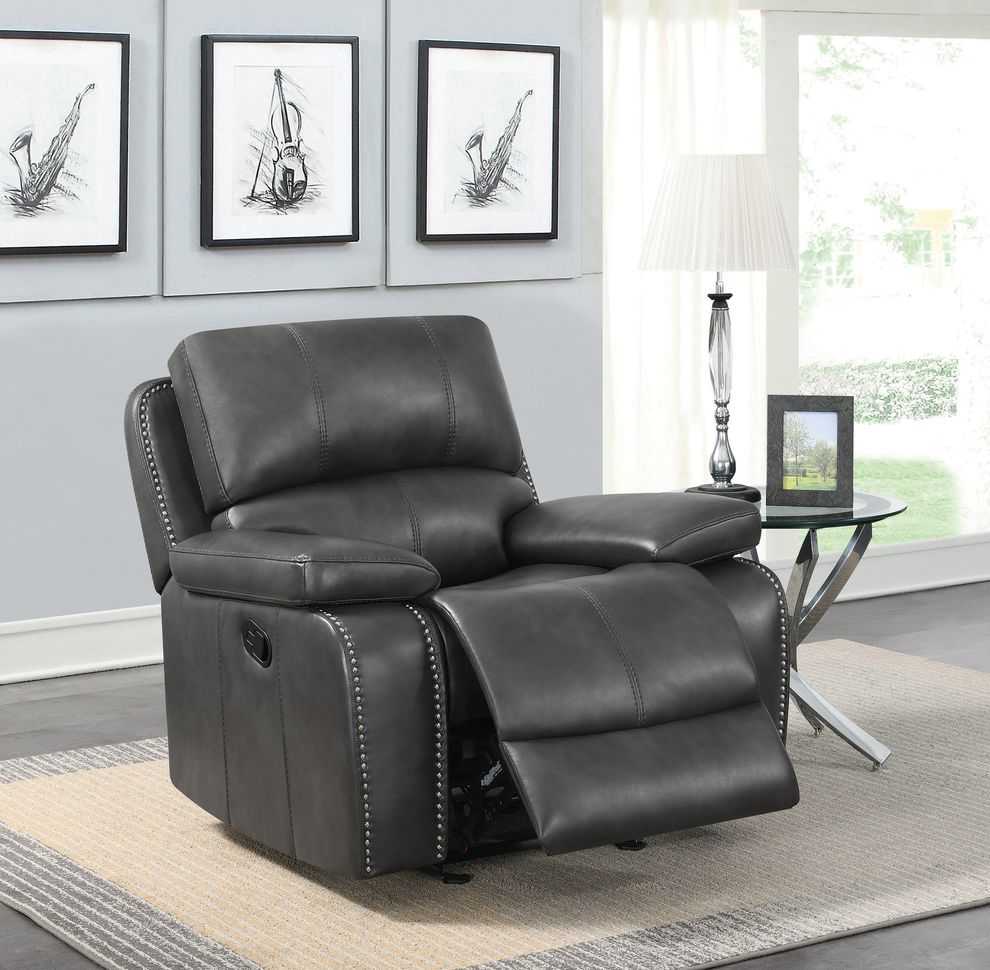 Casual charcoal motion glider recliner by Coaster