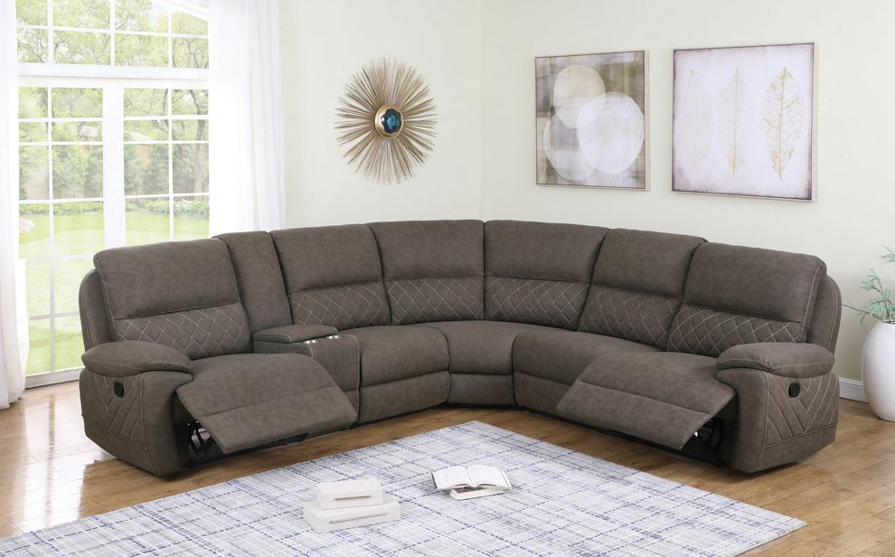 6 pc motion sectional in faux performance suede by Coaster