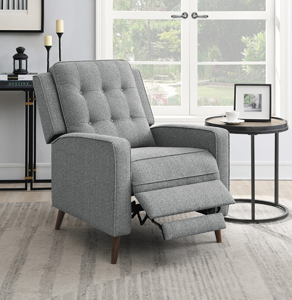 Gray finish woven fabric upholstery push back recliner by Coaster