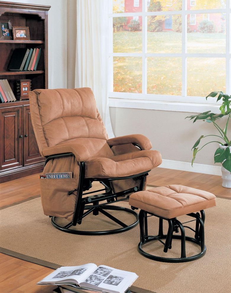 Glider brown chair + ottoman by Coaster