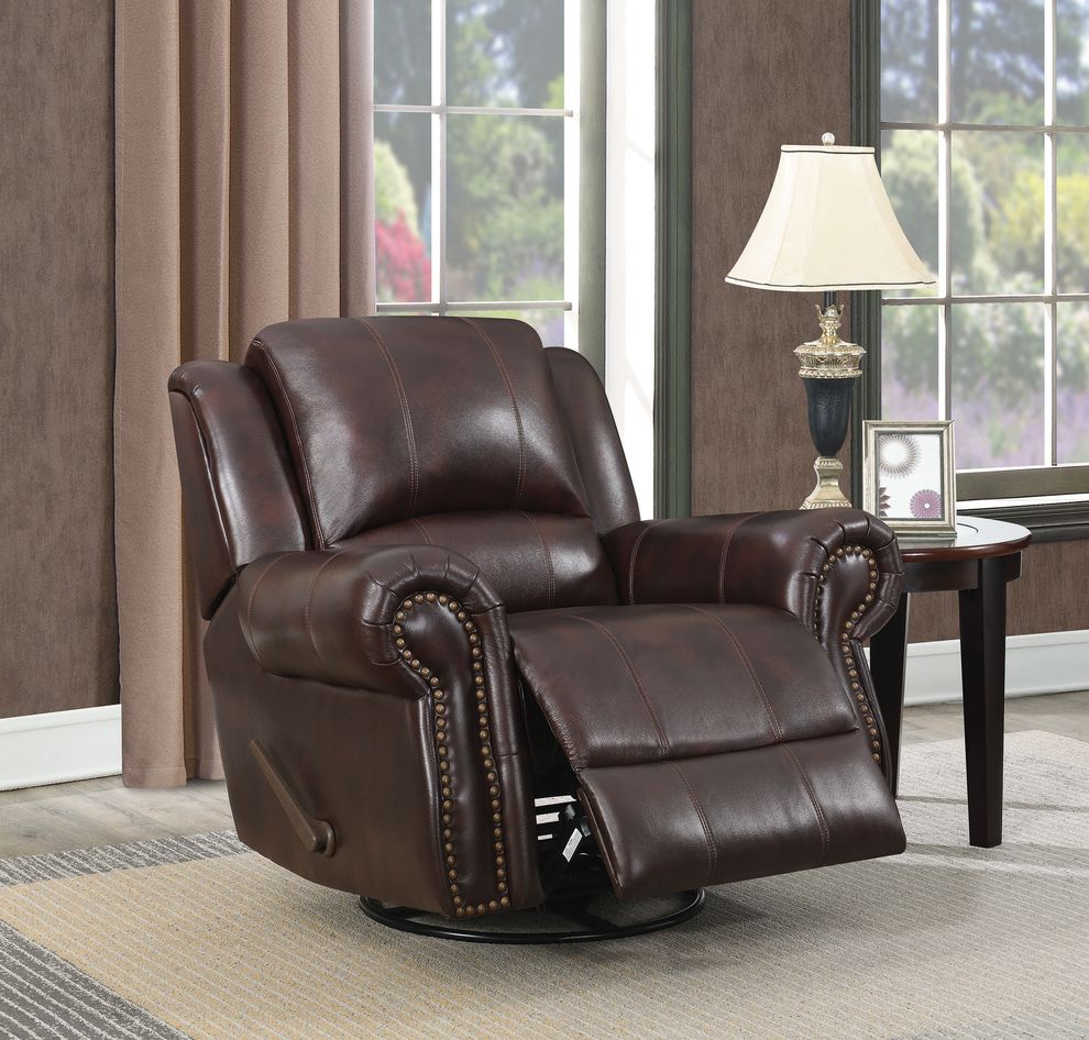 Traditional tobacco glider recliner by Coaster