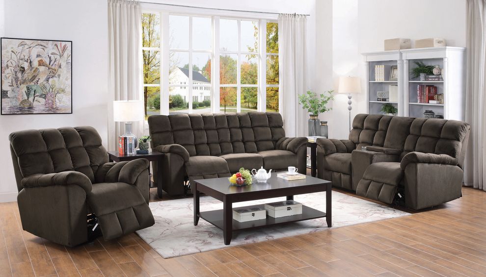 Atmore casual chocolate motion sofa by Coaster