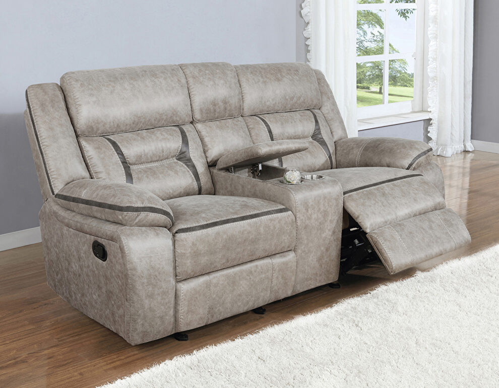 Glider loveseat w/ console by Coaster
