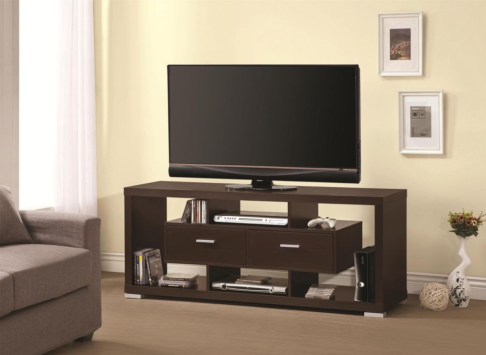 Contemporary 59-inch cappuccino TV console by Coaster
