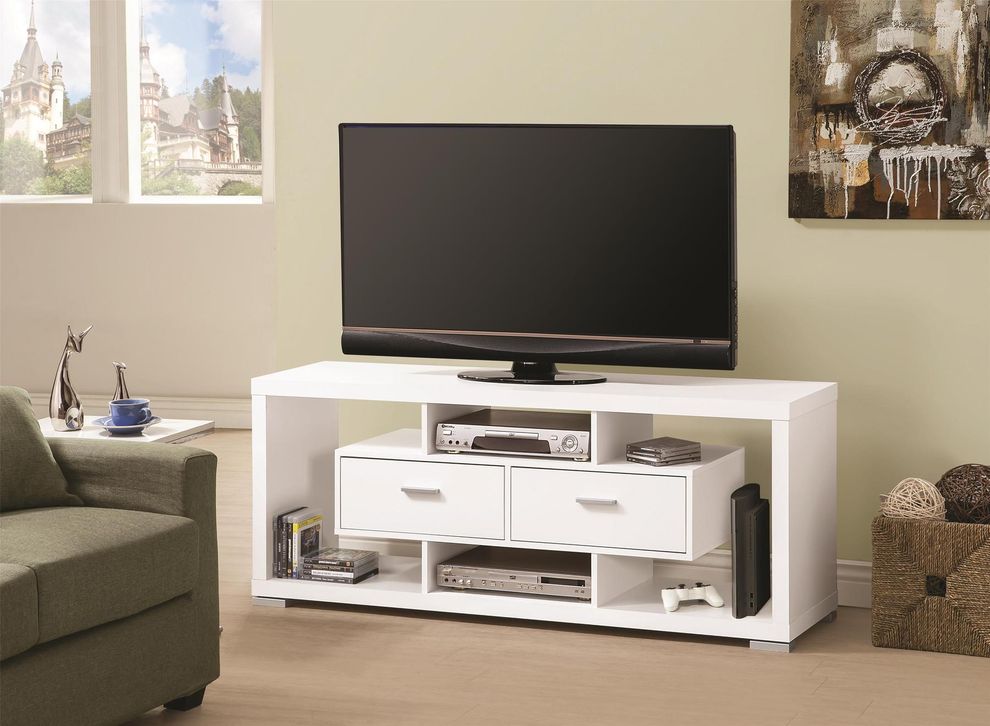 Contemporary TV 59-inch console in white by Coaster