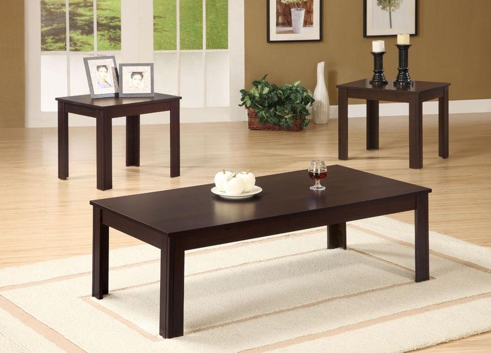 Affordable modern coffee table 3pcs set by Coaster