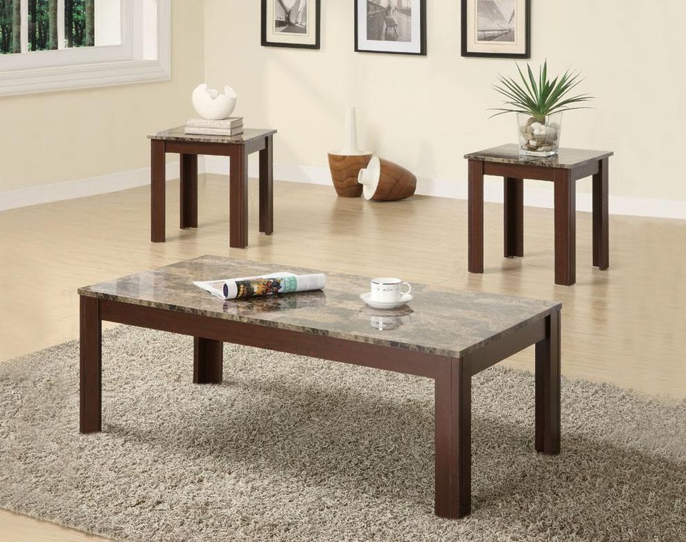3pcs faux marble coffee table set by Coaster