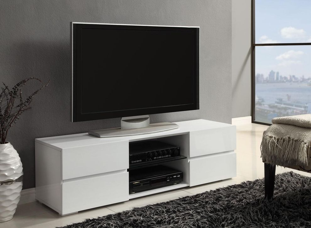 High gloss white TV stand by Coaster