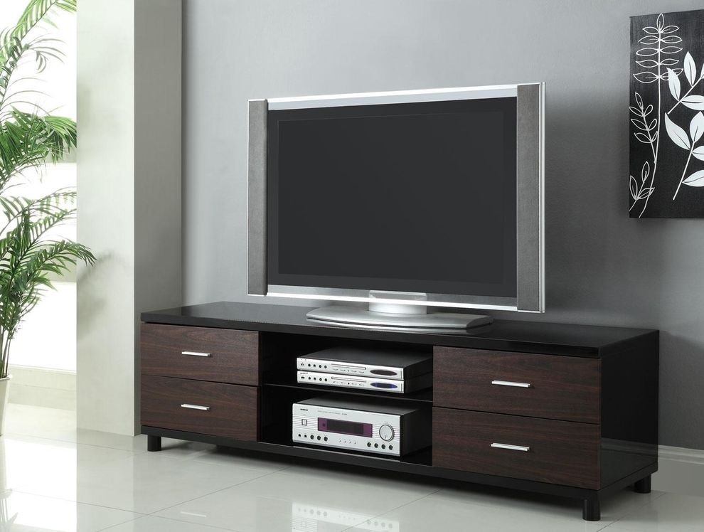 Two tone TV stand with 2 shelves by Coaster