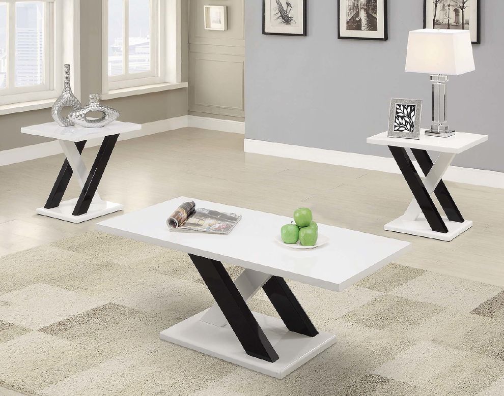 Contemporary black/white three-piece table set by Coaster