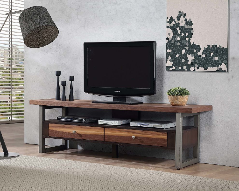 Industrial walnut tv console by Coaster