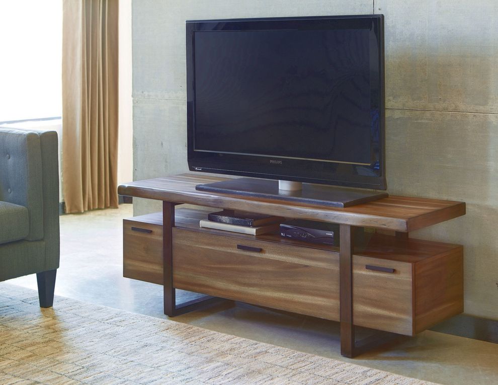 Hazelnut natural wood TV Stand by Coaster