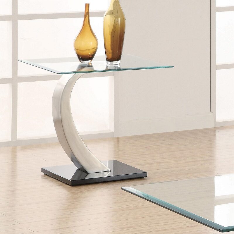 Contemporary end table w/ squre glass top by Coaster