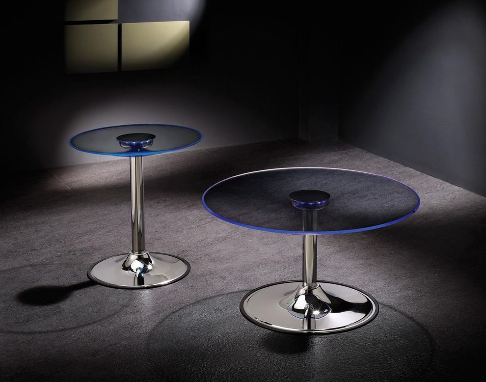 LED Coffee table with chrome round base by Coaster