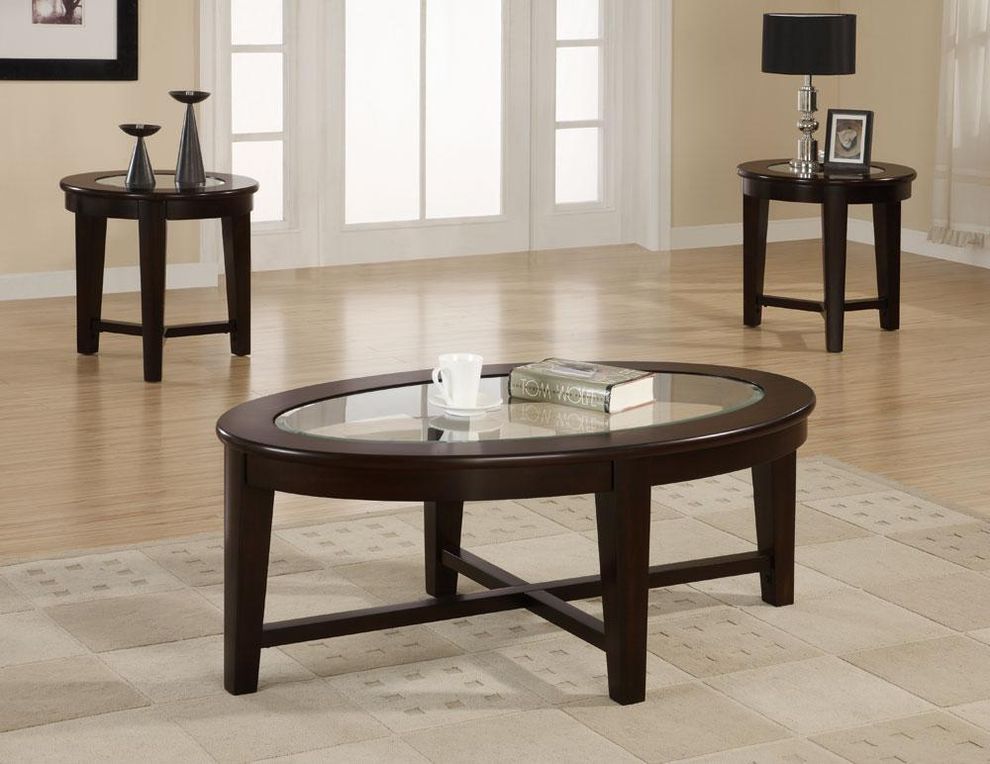 3pcs simple glass top coffee table set by Coaster