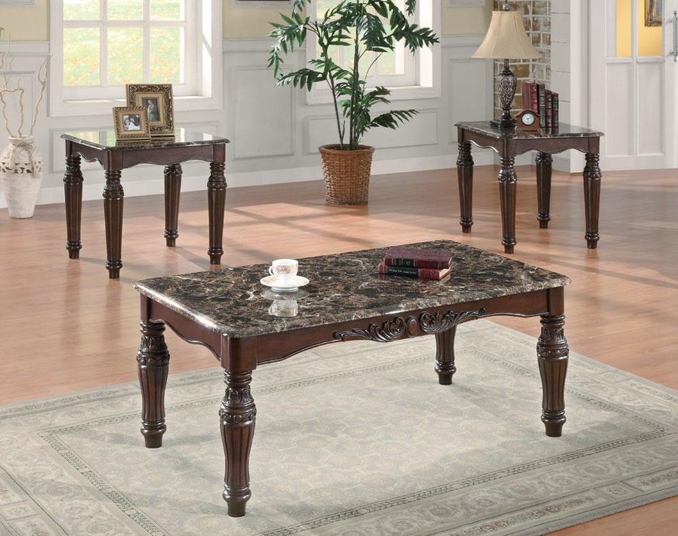 Faux marble simple classic coffee table 3pcs set by Coaster