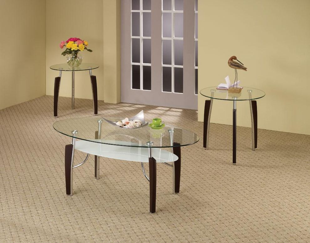 3pcs glass top coffee table set by Coaster