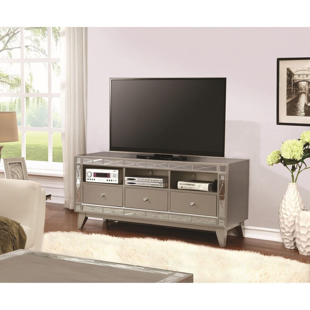 Contemporary mirrored glam style TV Stand by Coaster