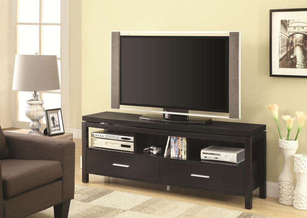 Black simple tv console by Coaster