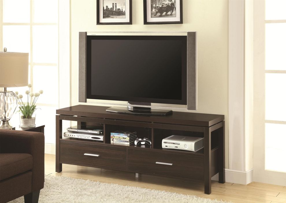 Brown simple tv console by Coaster