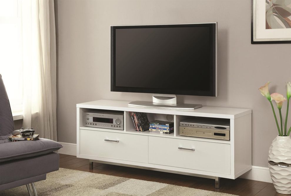 White simple TV console by Coaster