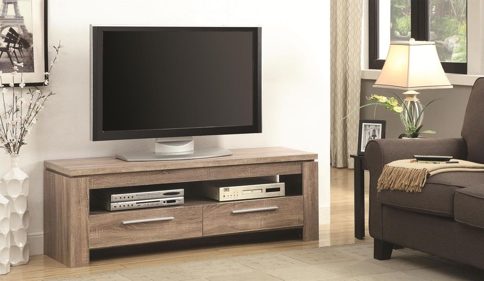 Weathered wood style contemporary TV console by Coaster