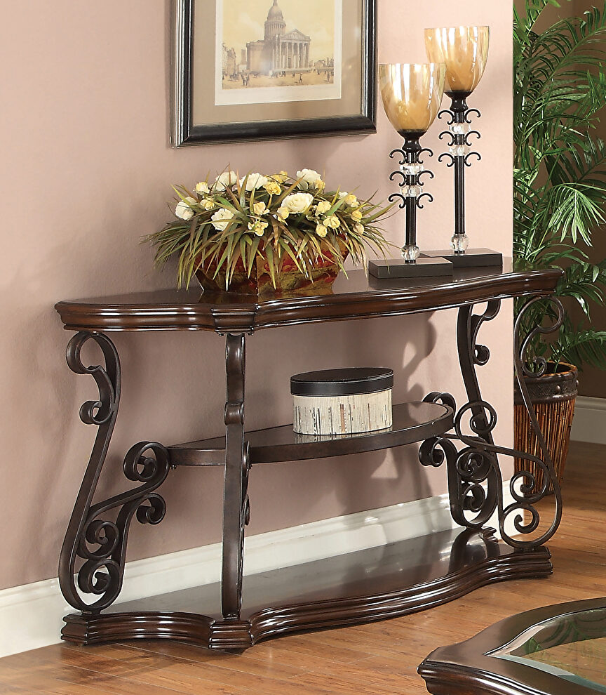 Occasional traditional dark brown sofa table by Coaster